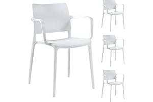‎PAPATYA PAPATYA 4er-Set Kunststoffstuhl Joy-K Designstuhl mit Einer Belastbarkeit von 200 kg stapelbar, Terassenstuhl aus Kunststoff UV beständig, Leichter Stuhl mit Rückenlehne für Balkonstuhl (Weiß)