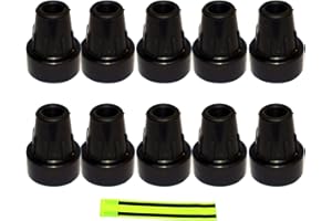 ‎OLANMARP Ossenberg Krückenkapsel 16 mm schwarz + 1 Stück Olanmarp Klettarmband mit Streifen (10 Stück Krückenkapsel)