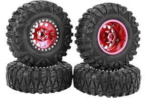 DRFEIFY Neumático RC,4pcs,1/10 RC Car,2,2 Pulgadas Rueda RC Crawler Neumático de Goma,Cubo de Rueda de Metal,for Carreras, Todoterreno, Escalada de Colinas