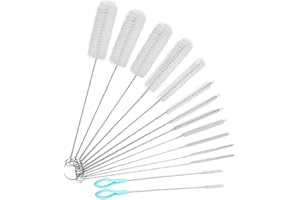 SSKHE 12PCS Brosse de Nettoyage Set Paille Brosse Tube à Essai Brosse Pistolet Brosse Bouteille d'eau Brosse Tube à Essai Bouteille Brosse 2pcs Svec Poignée Paille Brosse (Blanc)
