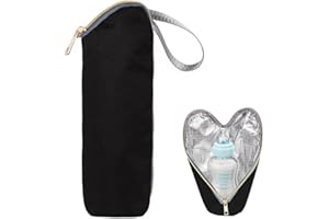 XPEX Baby Flaschenwärmer Tasche, Milchflasche Isoliertasche, Tragbare Isoliertasche für Babyflaschen mit Lanyard (Schwarz)
