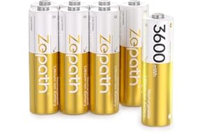 ZEPATH Pilas ricaricabile AA al litio 8 pack con caricabatterie, 3600 mWh 1,5 V di alta capacità, batteria al litio AA,batterie AA ricaricabili