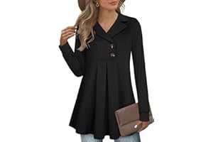 GUUKA Ladies Casual Long Sleeve V Neck Swing Tunic Tops Loose Pleated Pullover Longline Autumn Jumpers For Women UK
