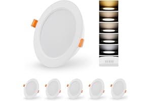 ‎LEELIKE Leelike 5x 12W Dimmbar LED Einbaustrahler 230V mit 5 einstellbaren Farbtemperaturen 3000K/4000K/4500K/5000K/6500K, IP54 LED Panel Einbaustrahler, Ausschnitt 110-133mm, 1200 Lumen LED Spots Dimmbar