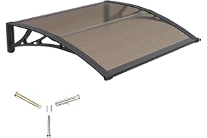GGNEBAI Marquesina para Puerta Exterior 120x100 CM, Tejadillo de Protección contra Lluvia y Rayos UV, Cubierta de Policarbonato para Puertas, Ventanas, Porches, Patios y Terrazas
