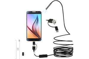 ATOPOLER Endoscope USB 3 en 1 Ultra-Mince 5.5mm Endoscope Caméra d'inspection HD avec 6 LED Réglables IP67 Câble Serpent Étanche Compatible avec Android Window Tablette (1M)