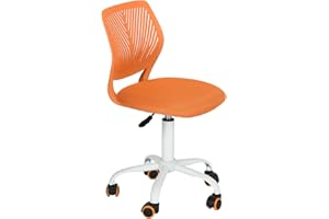FurnitureR Silla de Escritorio Colorida, Moderno diseño Ajustable, para Ordenador, giratoria, sin reposabrazos, habitación de los niños, Trabajo en casa, Oficina, Naranja