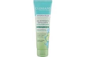 CLINIANS HYDRA PLUS gel limpiador facial exfoliante activo purificante para pieles mixtas o grasas, con Agua de Pepino y Té Verde, 150 mL