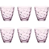 Bormioli Rocco Set of 6 Flora 26 cl tall glasses | Pink, Glass, High Format, Embossed Finish, 6 Pieces