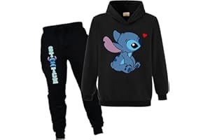 Xpialong Blue Cat Girls Boys Hoodie and Trousers 2 Pcs Cotton Tops Jumper Hoodie Suit for Unisex Kids
