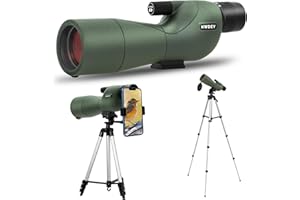 NWDEY Cannocchiale 25-75X60 con treppiede da 129,5 cm, cannocchiale per tiro al bersaglio, caccia, birdwatching, visione bassa, adattatore per telefono, borsa per il trasporto, prisma BAK4, obiettivo