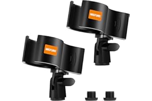 MICFUNS Mikrofonclip Verbesserter Mikrofon Halterung Verstellbarer Mikrofonhalter mit 5/8 Zoll auf 3/8 Zoll Schraubenadapter Mic mit Außendurchmessern Zwischen 32 mm und 60 mm（2 pack） (2)