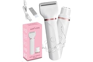 AREYZIN Lady Shavers for Women 2024 Bikini Shaver for Women Painless Face Shavers for Women, 2 in 1 Rechargeable Ladies Razors for Eyebrow Mustache Face Arm Bikini Armpit, IPX7 Waterproof,White