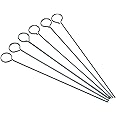 KitchenCraft Flat Kebab Skewers, Stainless Steel, Set of 6 Reusable Metal Skewer Sticks, Simple Cleaning, 20cm (8'')