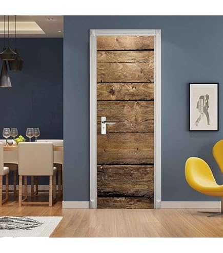 A.Monamour Adesivo Porta Autoadesiva 3D Vecchi Libri Sullo Sfondo Della Libreria Scaffale In Legno Vinile PVC Adesivi per Porte Interne Pellicola Adesiva Poster Murale Parete Carta da Parati 85x215cm
