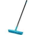Beldray Pet Plus+ Rubber Broom with Squeegee – Sweeping Brush with Rubber Bristles, 2-in-1 Push Broom for Pet Hair, Telescopic Long Handle, Remove Dog and Cat Hair, Indoor/Outdoor Broom
