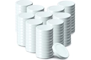 KADAX Coperchio a vite per bicchieri, coperchio Twist-Off in metallo fi 33 mm, coperchio di ricambio per barattoli di conserve, coperchi per barattoli di vetro, bottiglie (100 pezzi, bianco)