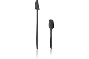 ‎KOCHBLUME Kochblume Geizhals Set, Restelöffel, Flexlöffel S | Premium Premium-Silikon & BPA freimit Edelstahlkern | In der bunten Box (anthrazit, 2er Set)