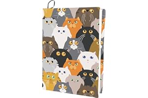 CRASPIRE Copertina per Libro Estensibile con Gatto, Lavabile, Riutilizzabile, Grande, in Nylon, Poliestere, Protezione per Libri, Avvolgimenti Elastici per Notebook da 9.4x15.7 Pollice Adatta