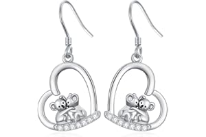 LONAGO Animal Earrings for Women 925 Sterling Silver Cute Dog Koala Cow Tiger Lion Drop Earrings for Gifts
