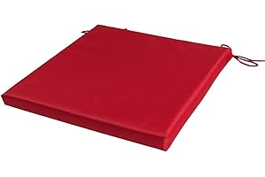 SOFTILLO Waterproof Patio Chair Cushion with Seat Ties - Indoor and Outdoor Furniture Seating - Water-Resistant Polyester - Kitchen Dining, Lawn & Garden, Coffee Shop Use - 36 x 36 cm - Red