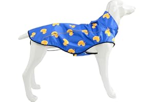 Mile High Life Chubasquero, chaqueta impermeable ligera con tira reflectante para perro, ropa ajustable a prueba de agua con cierre fácil para mascotas, pato azul, talla L