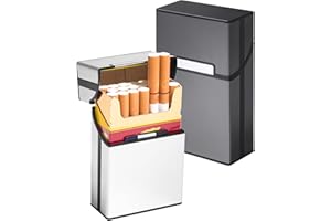LAOYE papierośnica na papierosy z zapięciem na magnes, aluminiowa puszka na papierosy 20, lekka i elegancka, szara + srebrna
