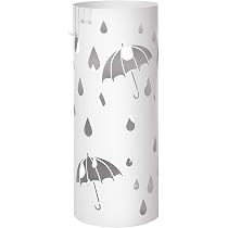 Porte-parapluie Métal Carré Blanc - Style Moderne Avec Sculpture, Bac Amovible Et Crochets - Baroni Home - 49x15,5x15,5 Cm
