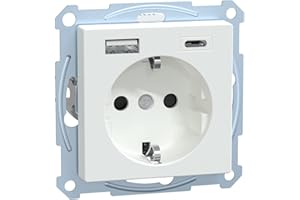 Schneider Electric Merten Schuko-USB-Steckdose, USB-Typ A+C, System M, Unterputz, aktivweiss, Artikelnummer MEG2367-0325, 1 Stück
