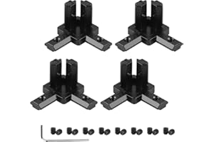 LALAGO 4pcs Connettore d'Angolo, Connettore Profilo a 3 Vie, 20x20 Staffa d'Angolo Con Viti per Profilo di Estrusione in Alluminio Standard (nero)