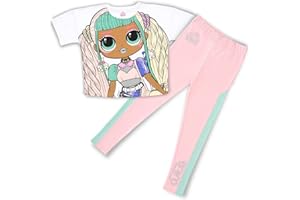 L.O.L. Surprise ! Mädchen T-Shirt und Leggings Set mit LOL OMG, LOL Surprise Dolls | Kinder Outfits 100% Baumwolle T-Shirts & LOL Leggings | Mädchen Kleidung | Weiß/Rosa