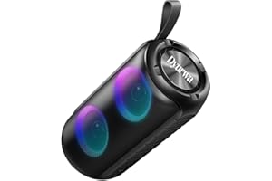 DYURWA Cassa Bluetooth Portatile Potente, Altoparlante Bluetooth 5.3 con Suono Stereo, IPX6 Speaker Bluetooth con Luce LED, Abbinamento TWS, 12H di Autonomia, Chiamata Senza Mani per Casa, Esterno,Viaggi