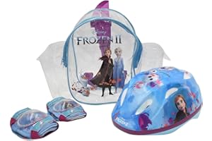 Disney Frozen II - Set di protezione per bicicletta per bambini, motivo: Frozen II, casco da bicicletta, misura 51-55 cm, protezione ginocchia e gomiti, custodia per il trasporto