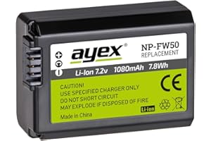 Ayex NP-FW50 akumulator litowo-jonowy do Sony Alpha a7, a7 II, a7R, a7R II, a7S, a6500, a6300, RX10