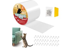 VavoPaw Cat Sofa Scratch Tape, Plaid Backing Cat Scratch Furniture Protector for Furniture, Transparent Sofa Corner Protectors with Scraper and Nails for Fabric Couch, Doors, 3.9 Inches x 22 Yards
