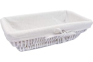 topfurnishing Full Wicker Strong Wider Shallow Wicker Storage Basket Xmas Hamper Basket Gift[White,XX Small (24 x 10.5 x 6cm)]