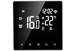 WALFRONT ME81H AC230V 50/60Hz Inteligentny termostat 5 ~ 90℃ WIFI Inteligentny termostat LCD ekran dotykowy Termostat ogrzewania podłogowego wody do Tuya (białe tło biały przycisk 16A)