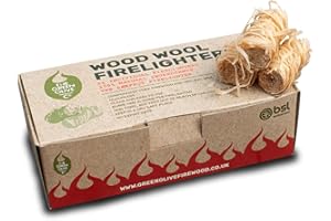 GREEN OLIVE FIREWOOD COMPANY Green Olive Firewood - Wood Wool Firelighters - Pack of 24 Natural Firelighters for Wood Burners, Pizza Oven, Campfires Log Burners - BBQS Fireplace Stove Lighters