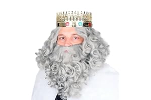 EUROCARNAVALES Peluca y Barba Rey Mago Gris Mate