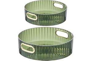 AMZMUKAUP 2 Pezzi Portaspezie Girevole Organizer da Cucina, Lazy Susan Organizer per Piatti Rotanti Vassoio Girevole Portaoggetti da Cucina per Credenza e Frigorifero,Cucina, Bagno,Portaspezie, Verde