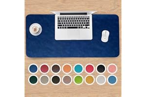OGGETTANDO Tappetino scrivania grande, Tappetino scrivania in ecopelle, Tappetino scrivania ufficio e casa protezione scrivania, eco-pelle FACILE DA PULIRE, doubleface (Blu pelle, 70x35)
