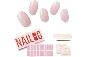 NAILOG Unghie Gel Adesive UV - 20pcs Smalto Adesivo Per Unghie，Tinta unita Vegano,Full Wraps PCS Stickers Unghie Nail Art Starter Kit, Lampada UV/LED richiesta,Idee Regalo Donna