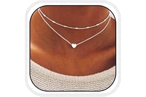 Fashband, collana girocollo a strati con ciondolo a forma di cuore, collana in argento boho, semplice a collo corto, gioiello da donna.