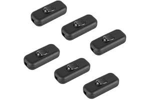 M EGA MEGACUBE Zwischenschalter 6A 2-polig und 3-polig, Schnurschalter für Kleingeräte oder Lampen, schwarz - 6 Stück