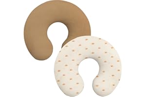 Guniata 2 federe per cuscino in cotone, con chiusura lampo nascosta, flessibile, facile da usare, morbida, per la cura del bambino (marrone)