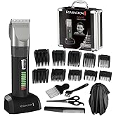 Remington Máquina de Cortar Pelo Hombre cuchillas cerámica autoafilables, 0,8-40 mm Genius corte profesional, 10 peines guía,