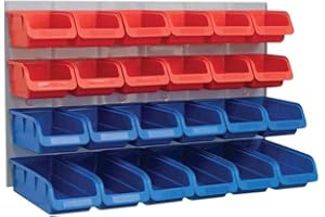 Faithfull FAIPAN24 24 Plastic Storage Bins with Metal Wall Panel, 12.0 cm*65.6 cm*39.8 cm