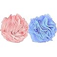VIO® 2 Pack Soft Large Fluffy Exfoliating Bath Ball Mesh Body Scrub Mesh Loofah Shower Sponge Ball Pouf Shower Ball Scrubber Exfoliator Mesh Body Cleansing Bath Bubble Ball (Assorted Womens)