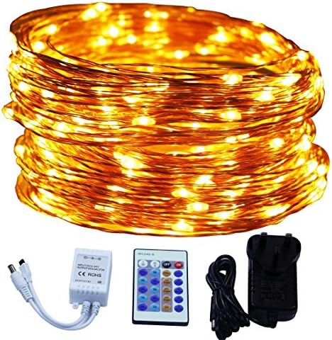 20m 200leds Waterproof Copper Wire LED Fairy Lights with Remote Control Ultra Thin Starry String Lights for Garden, Patio, Bedroom, Wedding, Party, Indoor, Outdoor (Warm White, Dimmable, Ip65 Waterproof)