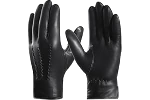 Harssidanzar Guantes de piel hombre Forro de cachemira guantes cuero hombre GMEU006